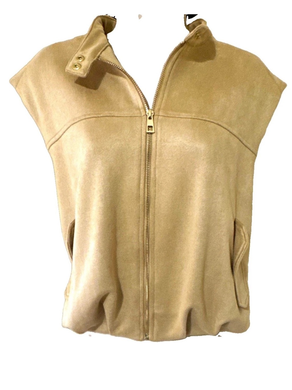 Steve Madden Beige Full Zip Sleeveless Vest Women’s Size L Style DP41937F